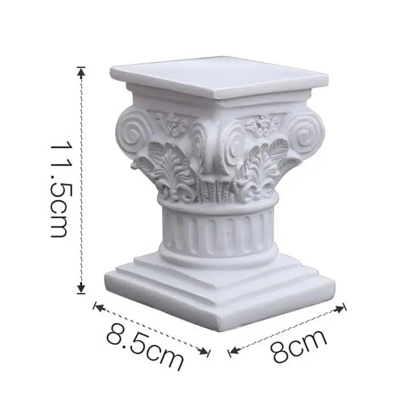 Classic White Roman Pillar Resin Statue Tabletop Ornament for Home Decor