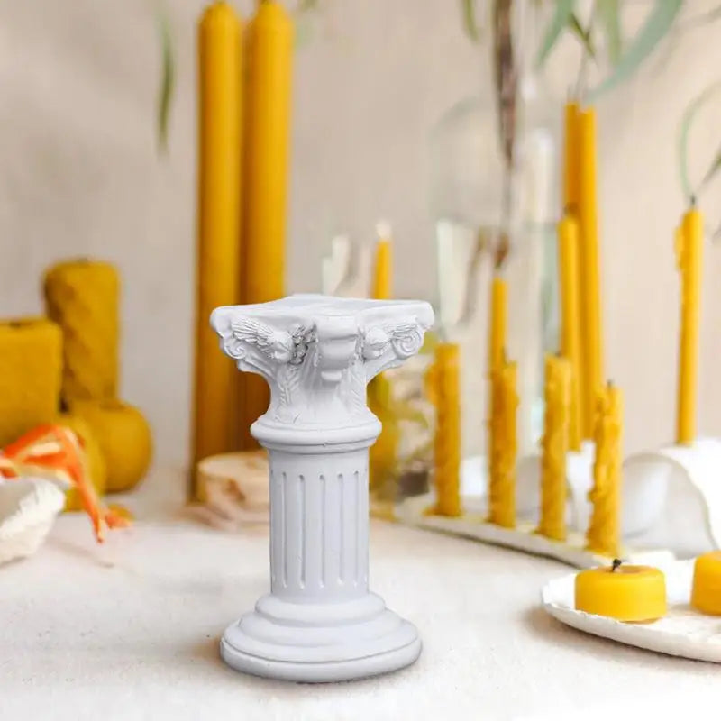Classic White Roman Pillar Resin Statue Tabletop Ornament for Home Decor