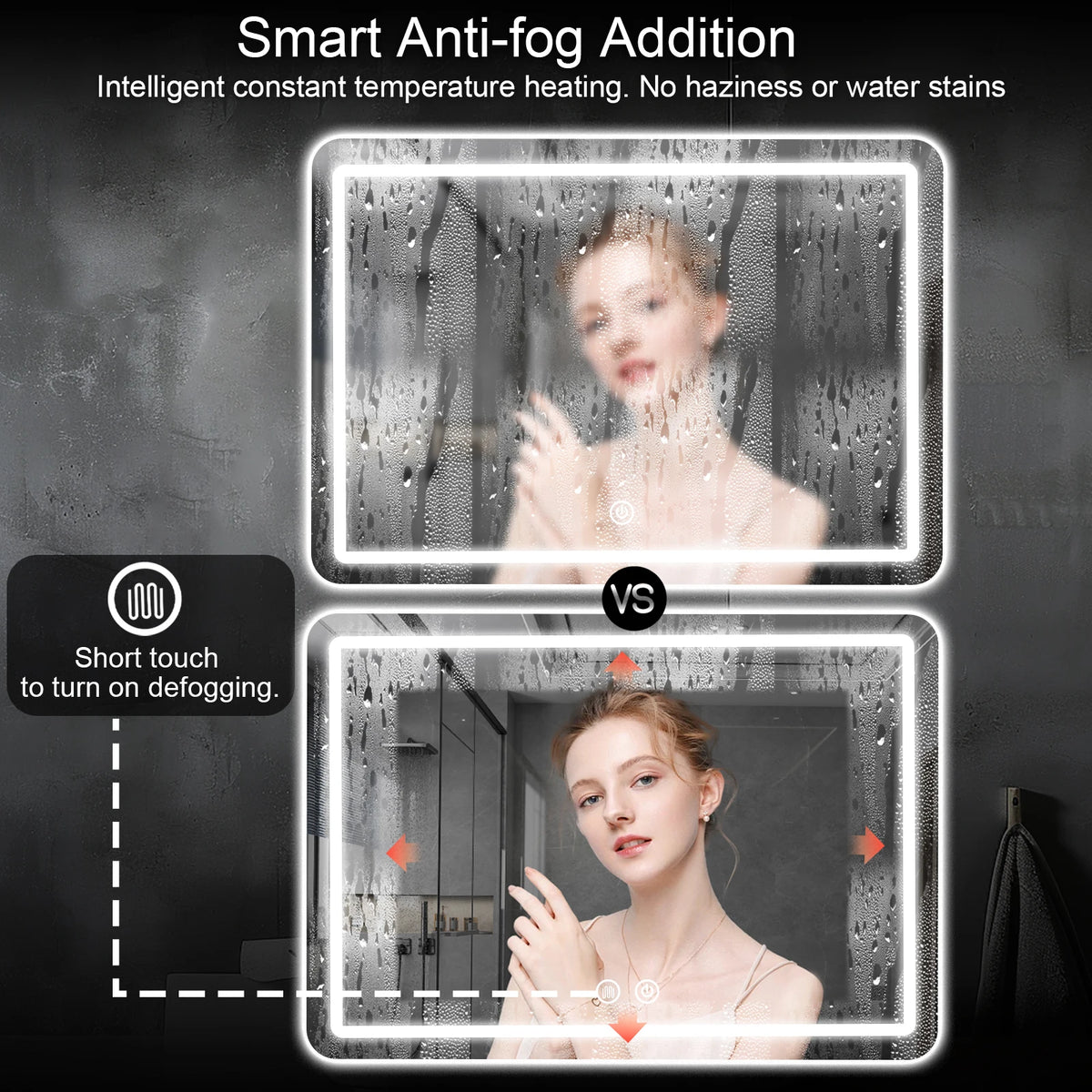 Modern LED Fogless Wall Mounted Bathroom Vanity Mirror