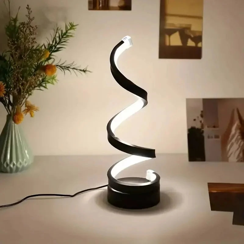 Modern Wavy Arc Desk Lamp Three-Color Dimming USB Powered