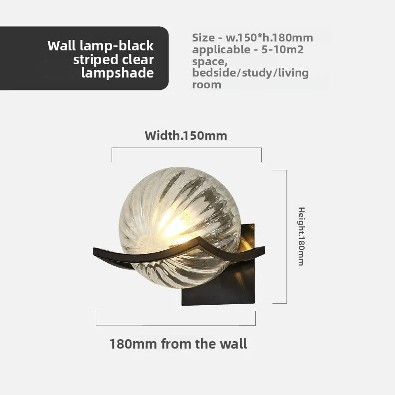Modern Glass Ball LED Moon Wall Lamp Gold Decoration Light for Bedroom Bedside Hotel Porch