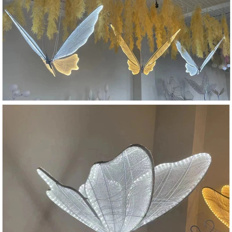 Romantic Butterfly LED Lace Chandelier for Wedding Party Stage Decoration
