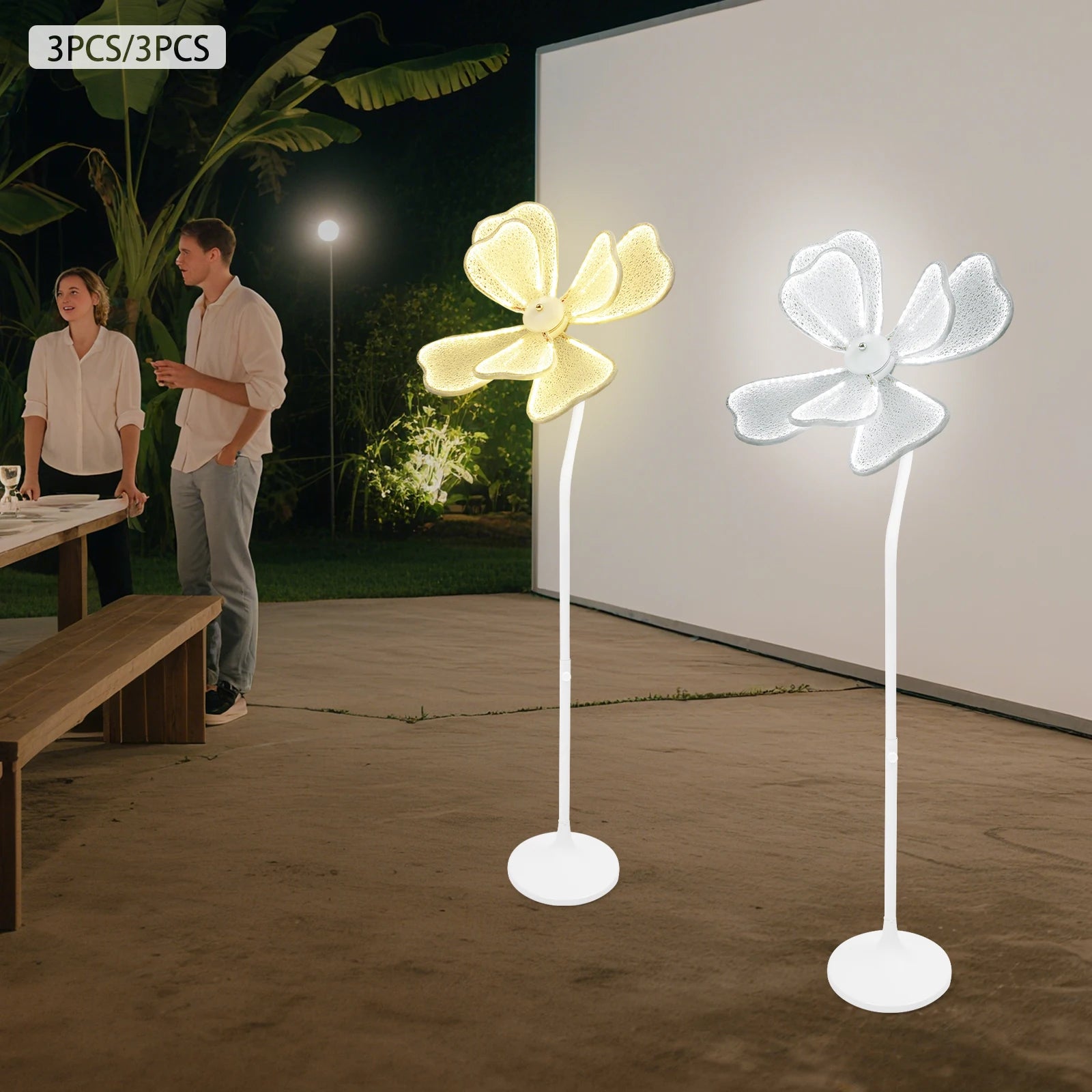 Modern Flower Floor Lamp 50W LED 3-Pack Adjustable Height for Wedding Living Room