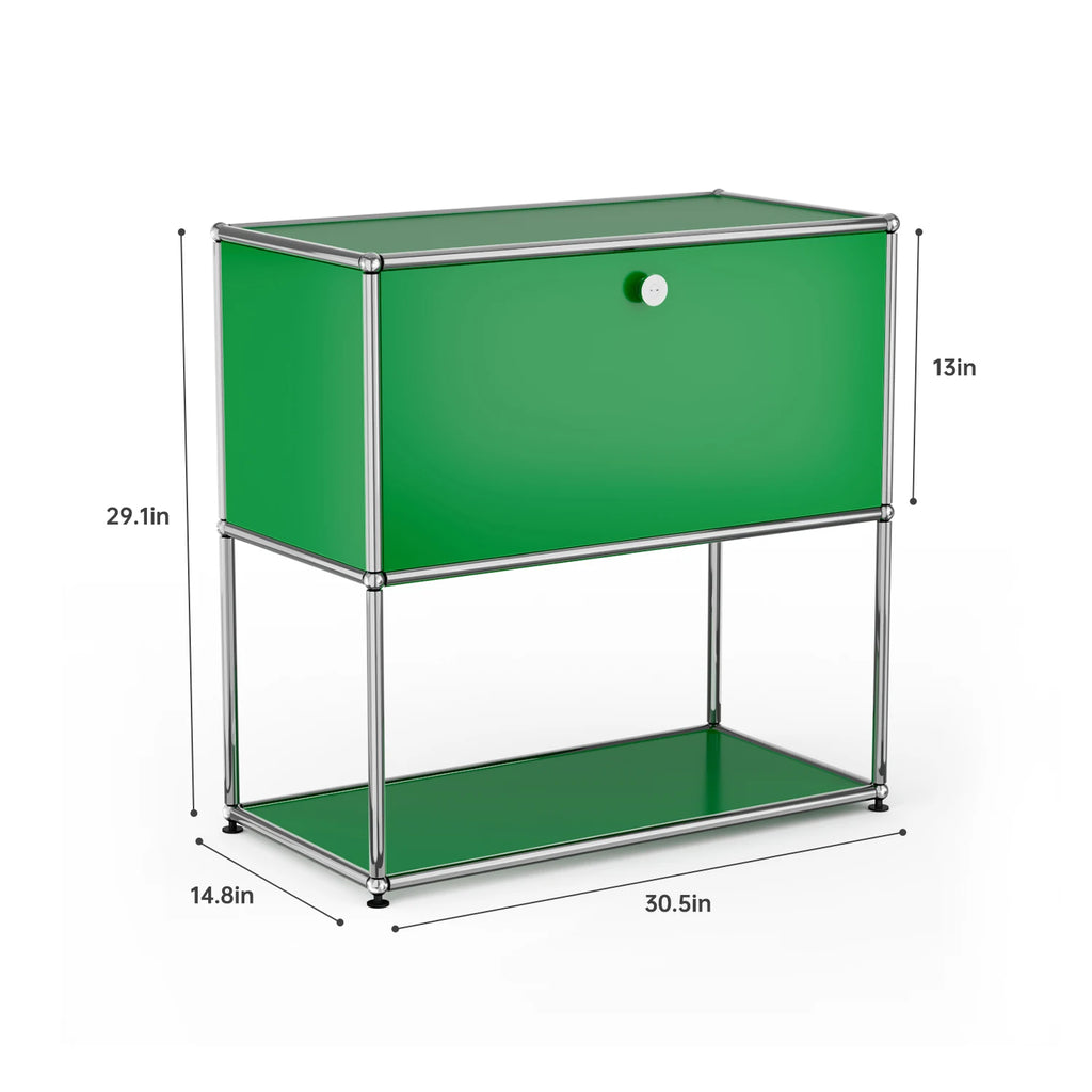 Modern 74 cm Modular Nightstand Chrome Metal Frame 2-Tier Side End Table