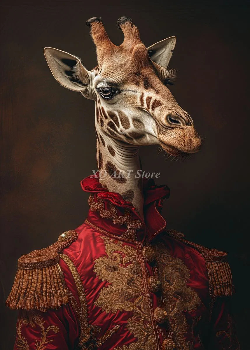 Vintage Victorian Renaissance Animal Portrait Canvas Wall Art Painting for Living Room