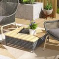 Square PE Rattan Outdoor Side Table with Fir Wood Top 70x70x25 cm
