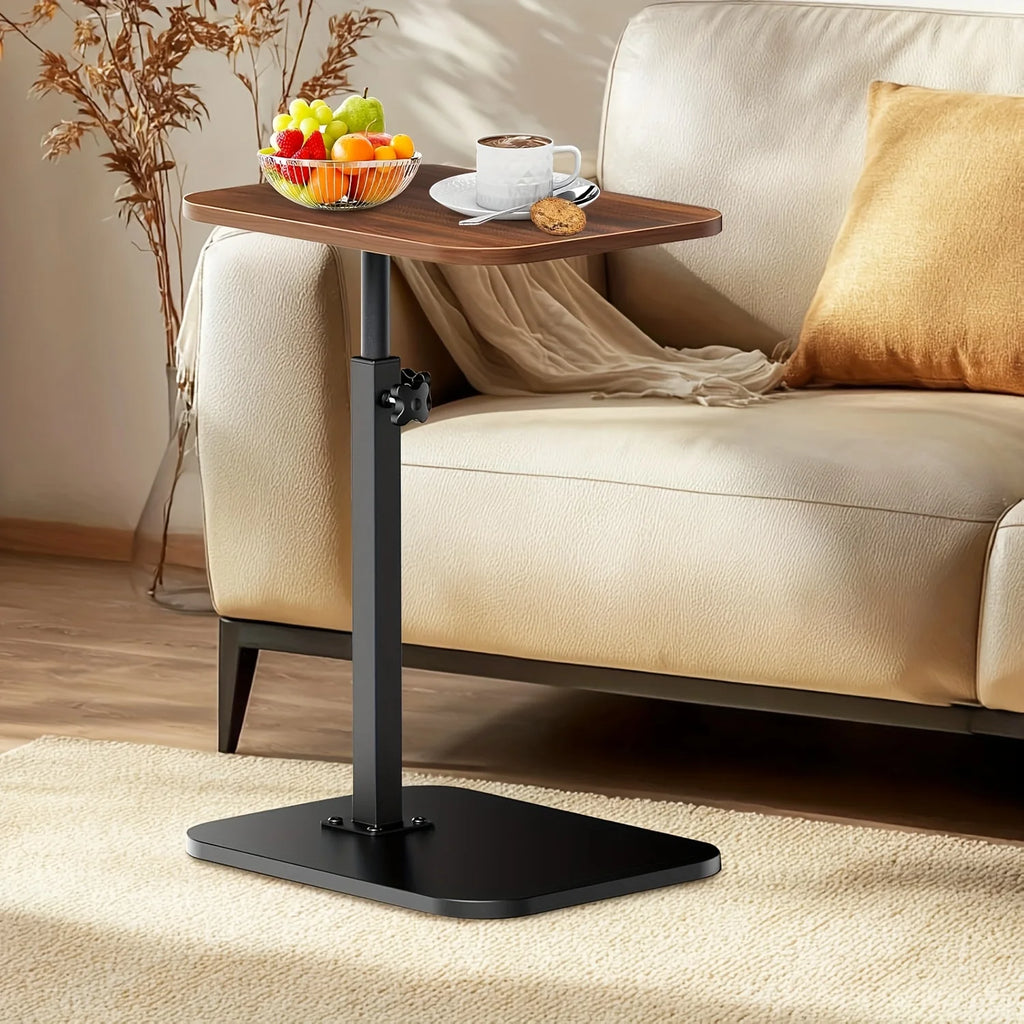 Portable L-Shape Folding Computer Desk with Metal Frame Side Table Workstation