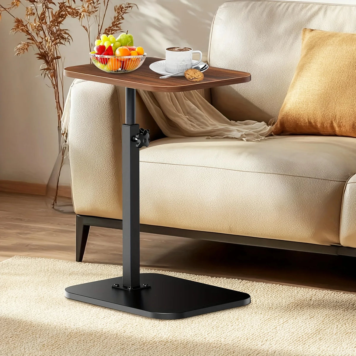 Portable L-Shape Folding Computer Desk with Metal Frame Side Table Workstation