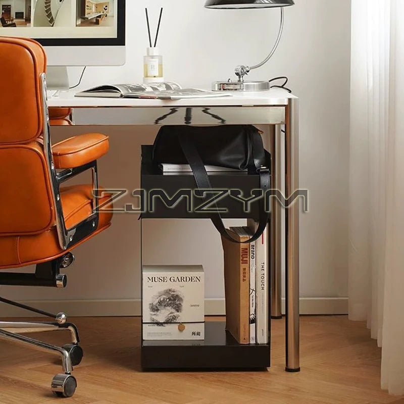 Square Metal Sofa End Cabinet Coffee Table Nightstand Storage Cart