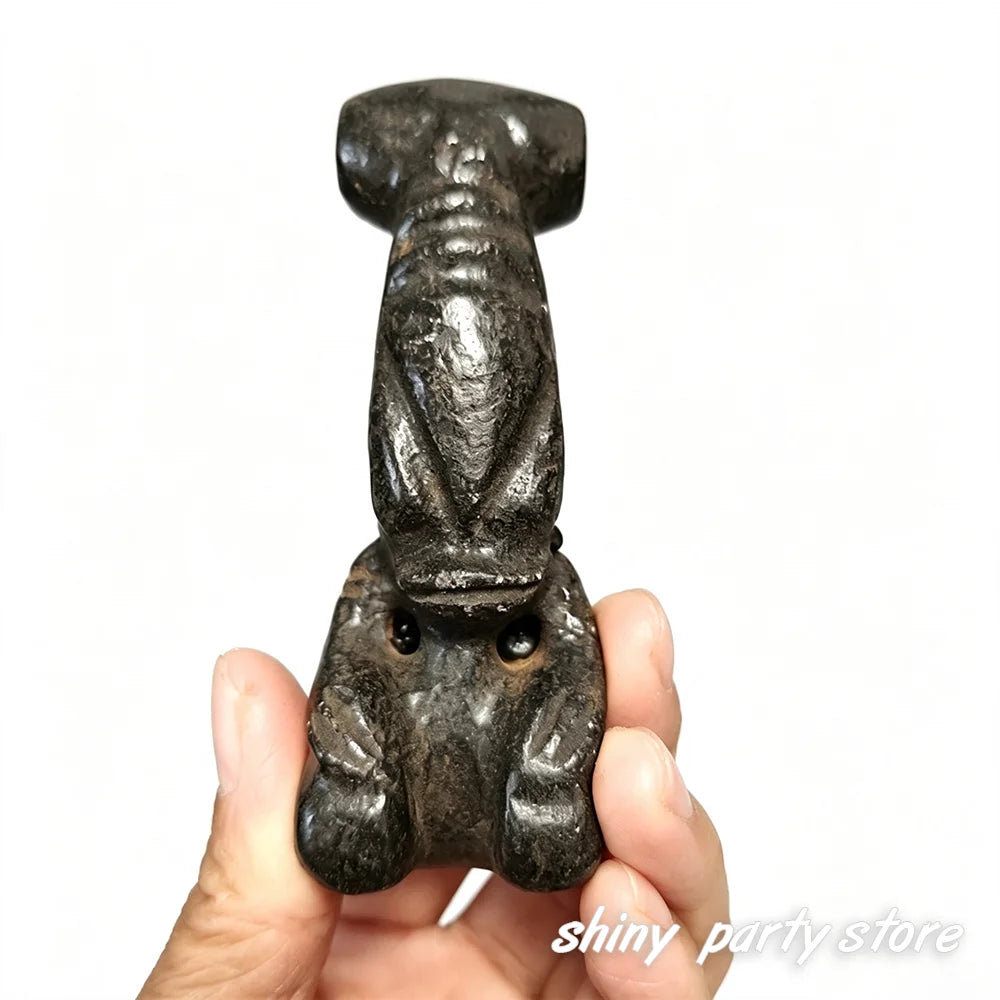 Vintage Retro Carved Black Jade Sculpture Tabletop Ornament for Home Decor