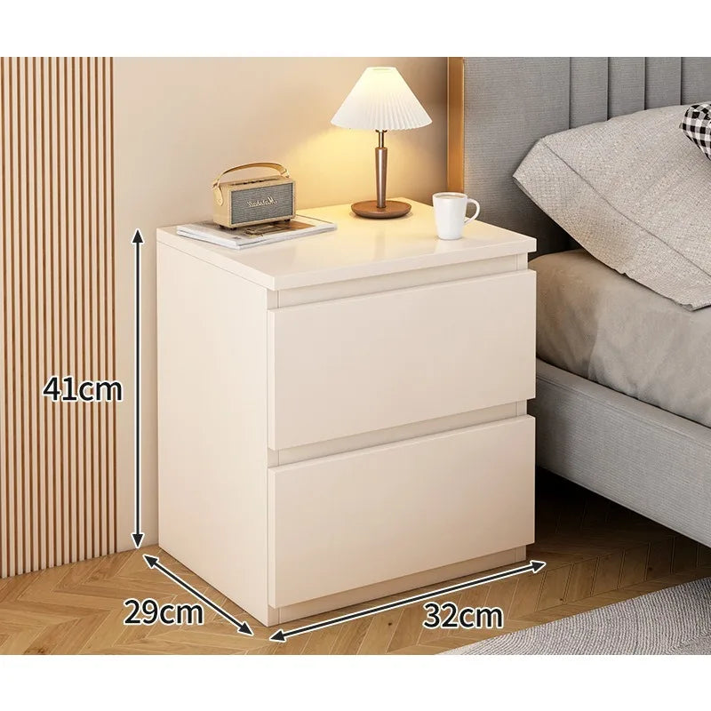 Modern Wooden Bedside Table with Storage Drawers