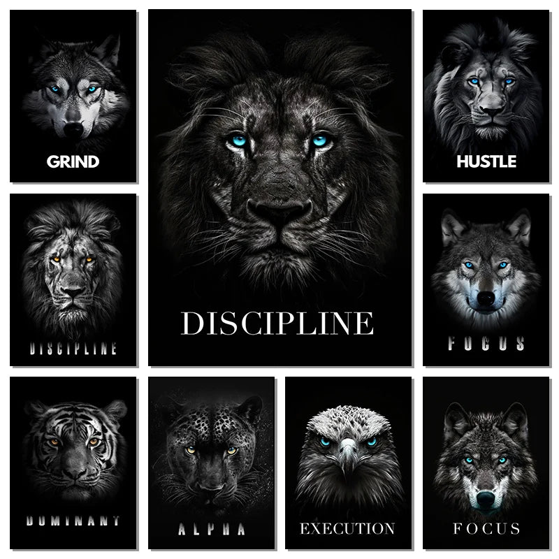 Modern Animal Motivational Canvas Painting Poster for Home Decor