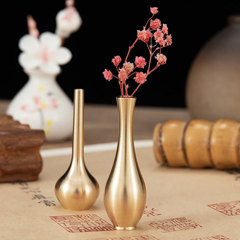 Nordic Mini Pure Copper Flower Vase for Tabletop Decor