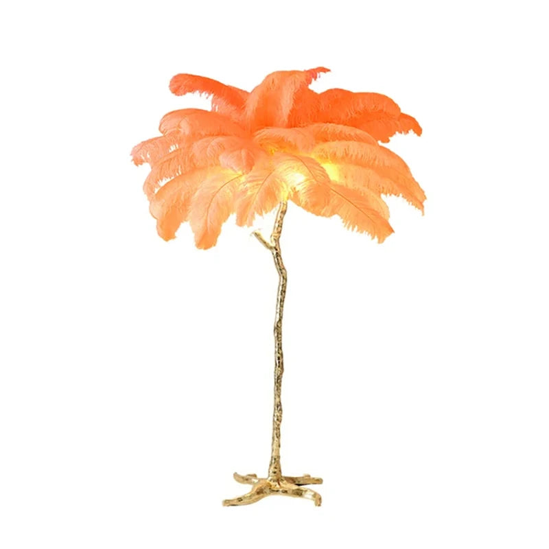Modern Ostrich Feather LED Floor Lamp Resin Base Living Room Bedroom