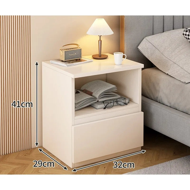Modern Wooden Bedside Table with Storage Drawers
