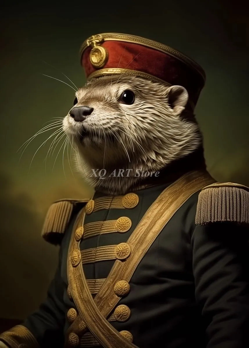 Vintage Victorian Renaissance Animal Portrait Canvas Wall Art Painting for Living Room