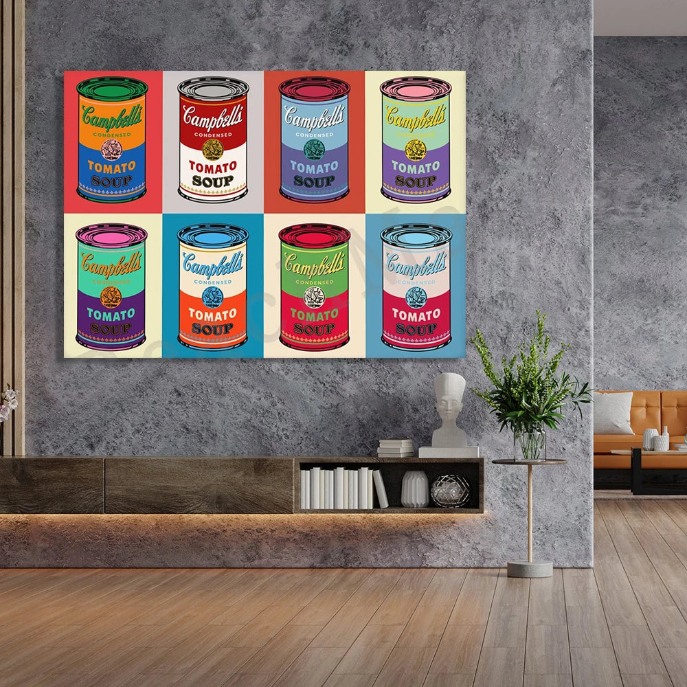 Vintage Tomato Soup Pop Art Canvas Painting Poster for Home Decor