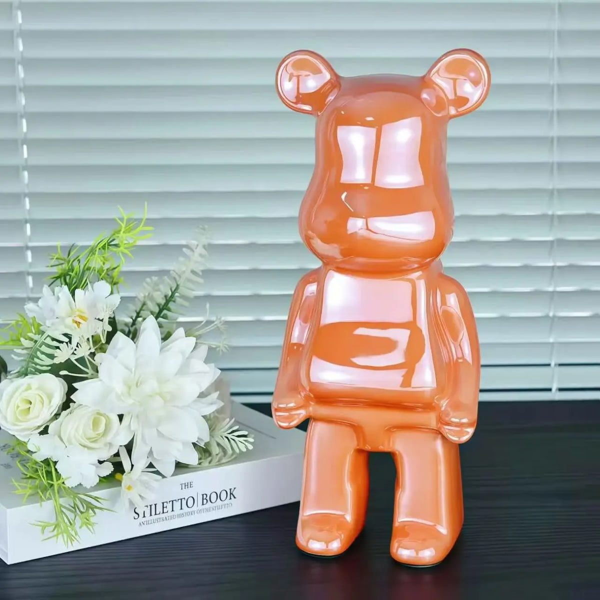 Modern Ceramic Plated Bear Figurine Sculpture for Home Decor