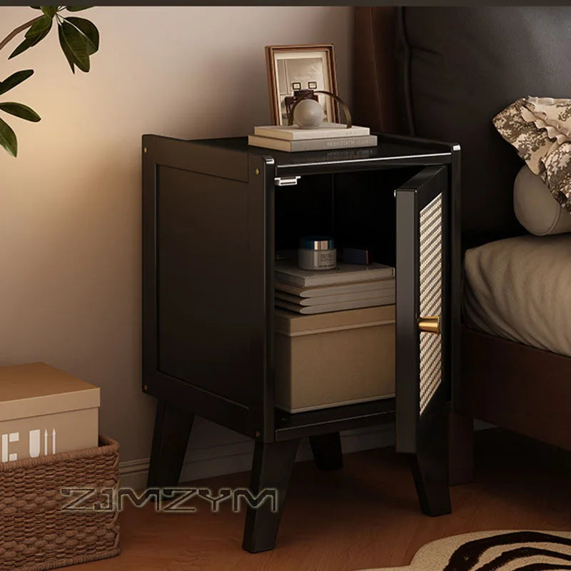 51cm Bamboo Rattan Nightstand Bedside Table with Storage Cabinet