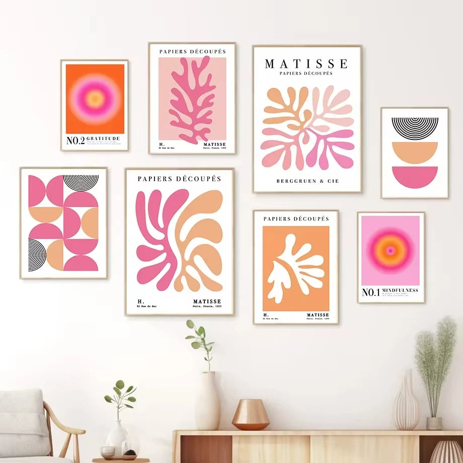 Minimalist Bauhaus Matisse Angel Canvas Wall Art Poster for Living Room