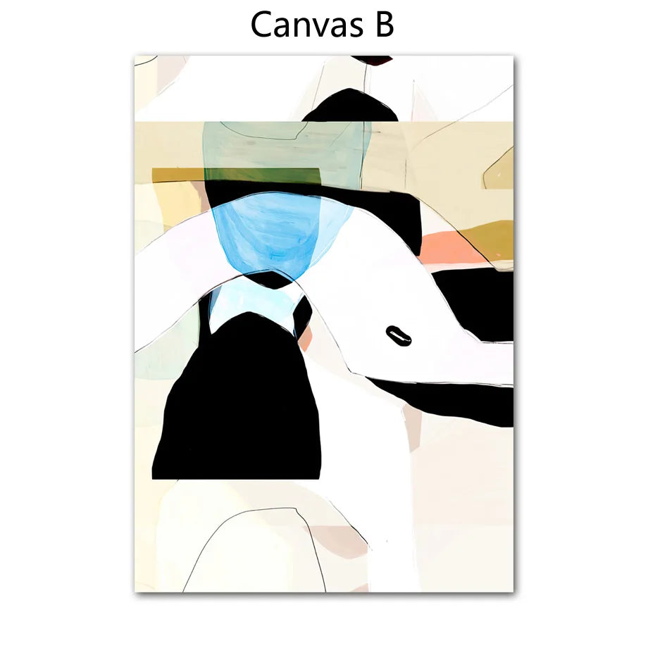 Nordic Abstract Geometric Line Canvas Wall Art Print for Living Room