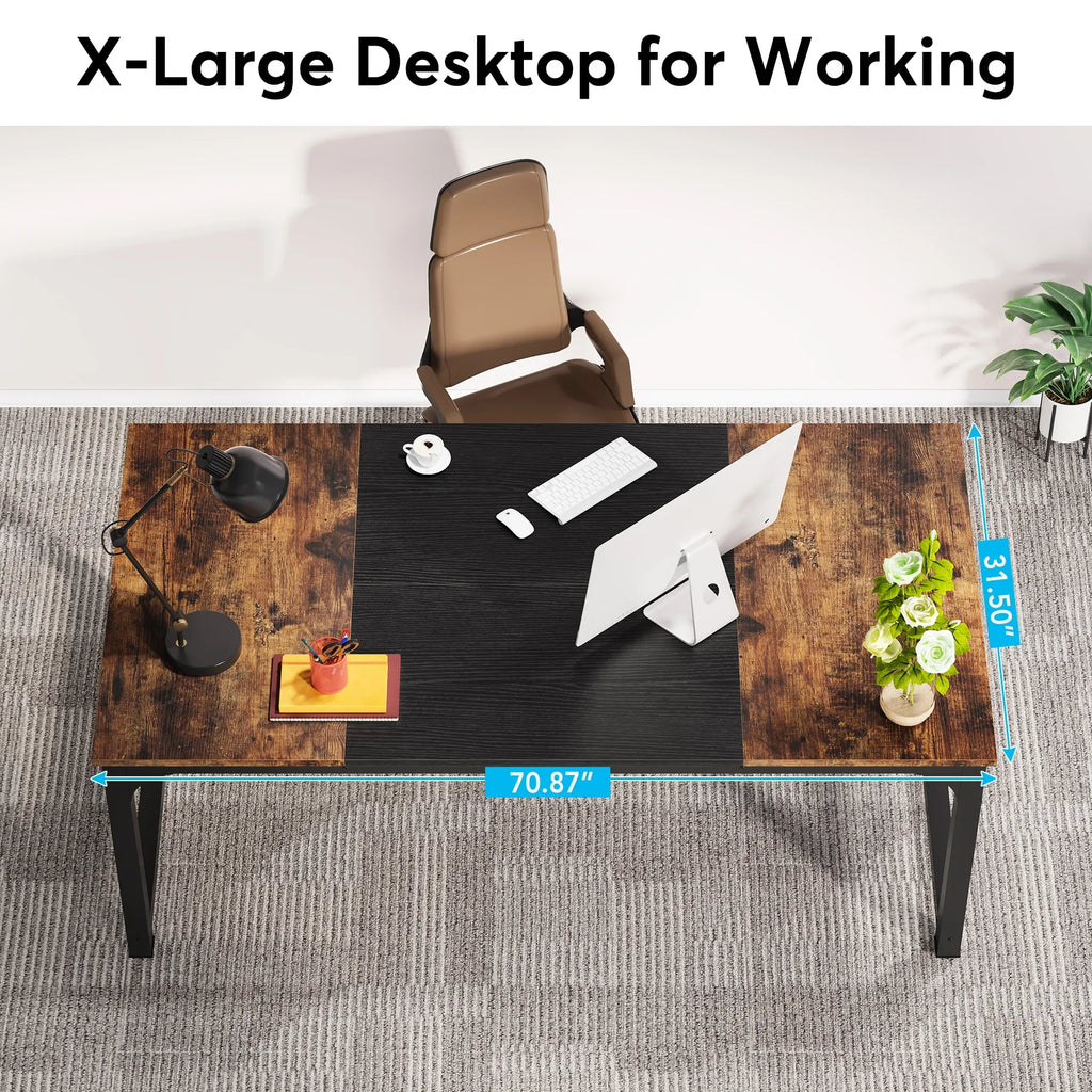 180 cm Large Computer Desk Office Table Study Writing Workstation for Home Office