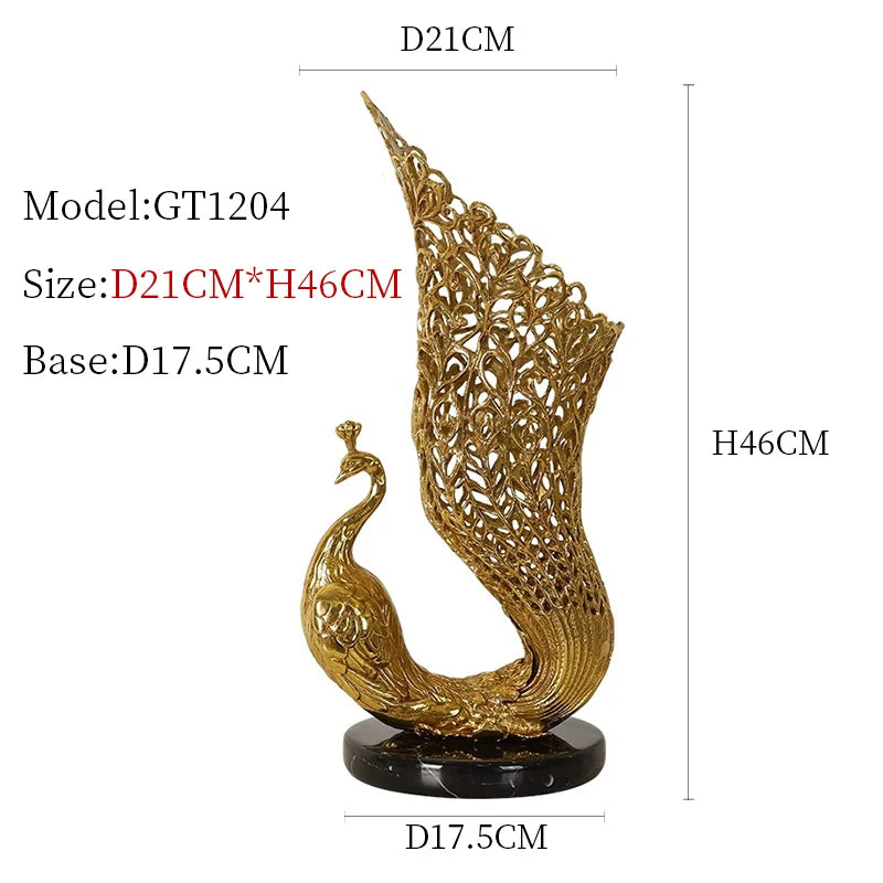 French Vintage Brass Peacock Flower Vase for Tabletop Decor