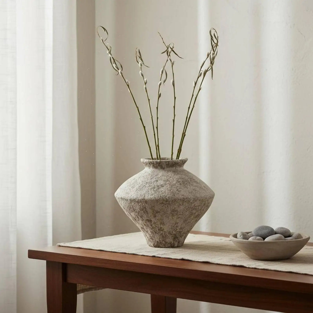 Modern Luxury Ceramic Sculptural Flower Vase Tabletop Ornament for Home Decor