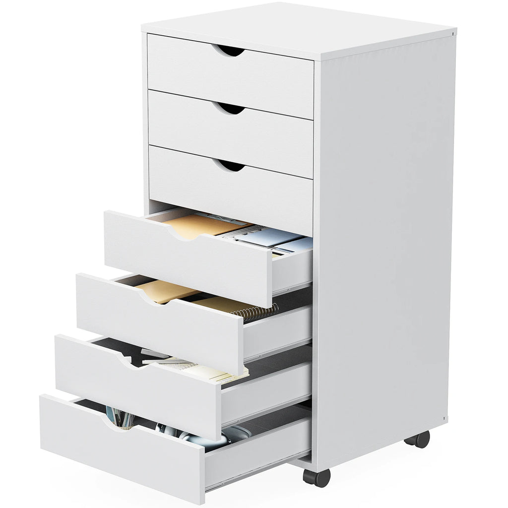 7-Drawer Wooden Mobile Storage Cabinet with Rolling Wheels