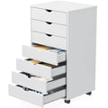 7-Drawer Wooden Mobile Storage Cabinet with Rolling Wheels