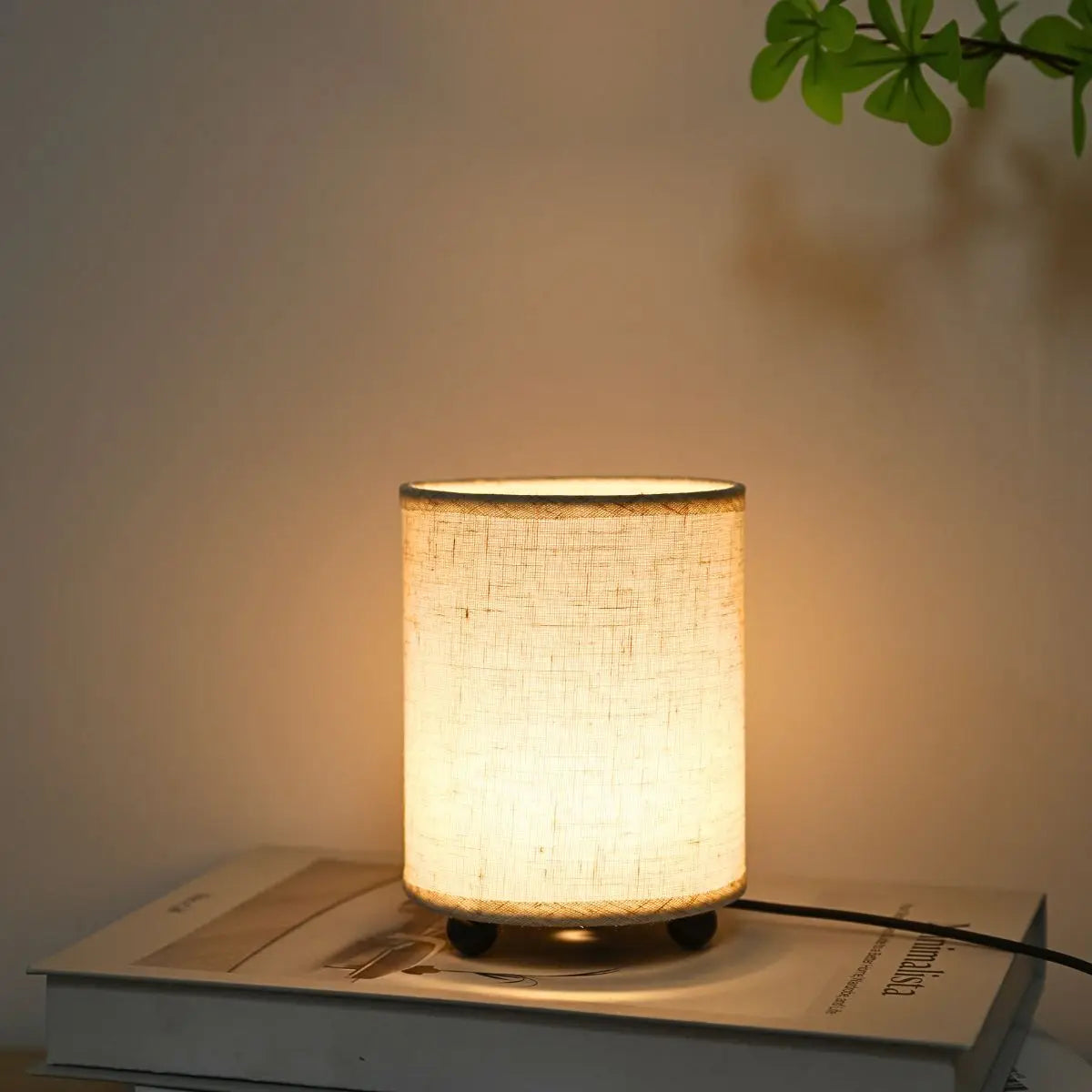 Modern Printed Fabric USB Desk Lamp Warm White for Bedroom