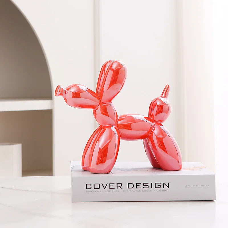 Modern Luxury Ceramic Balloon Dog Sculpture Tabletop Ornament for Home Decor
