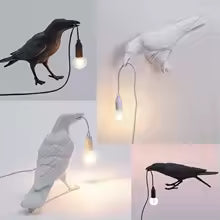 Resin Lucky Bird Crow Wall & Table Lamp Night Light Free Bulb