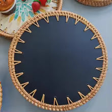 Nordic Round Rattan Inlay Fruit Plate Storage Tray Home Decor