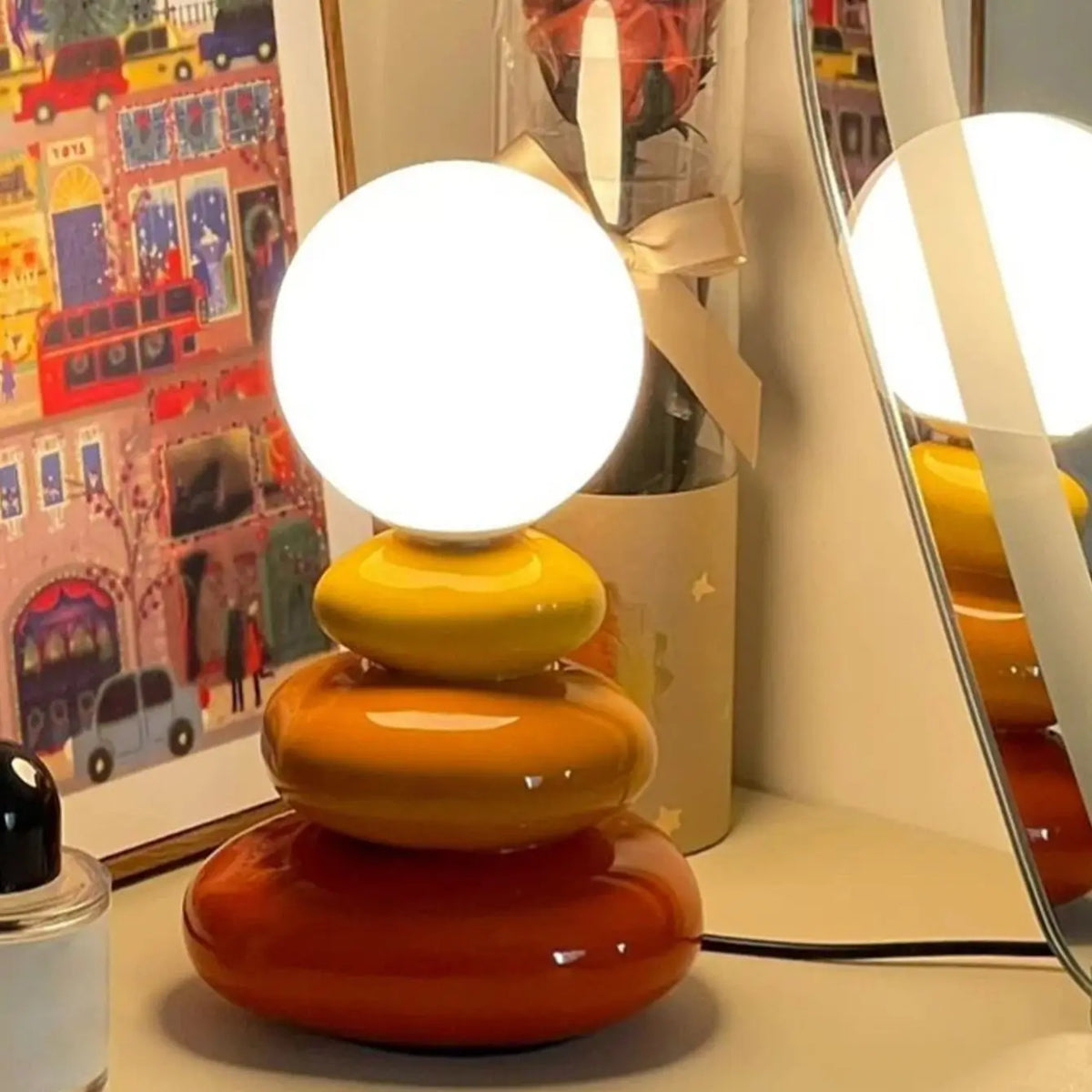 Modern Glossy Resin Table Lamp Dimmable for Living Room Bedroom Hotel Villa