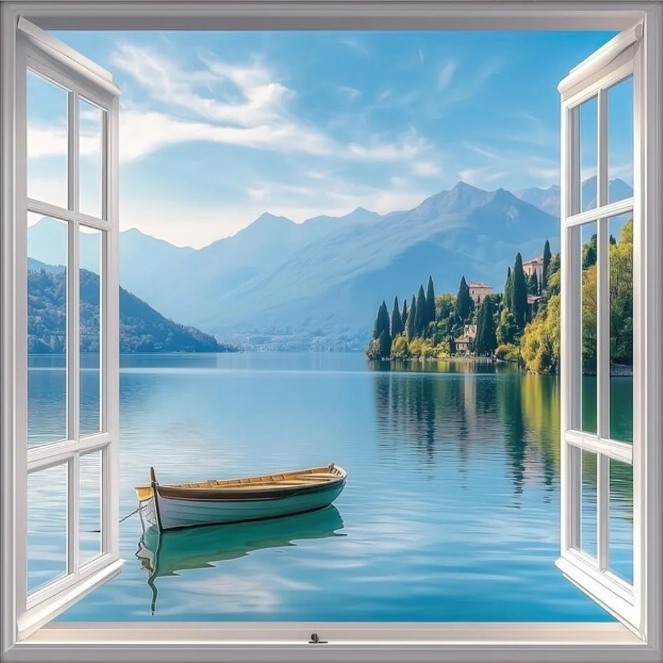 Modern 3D Open Window Landscape Canvas Painting Poster for Home Decor
