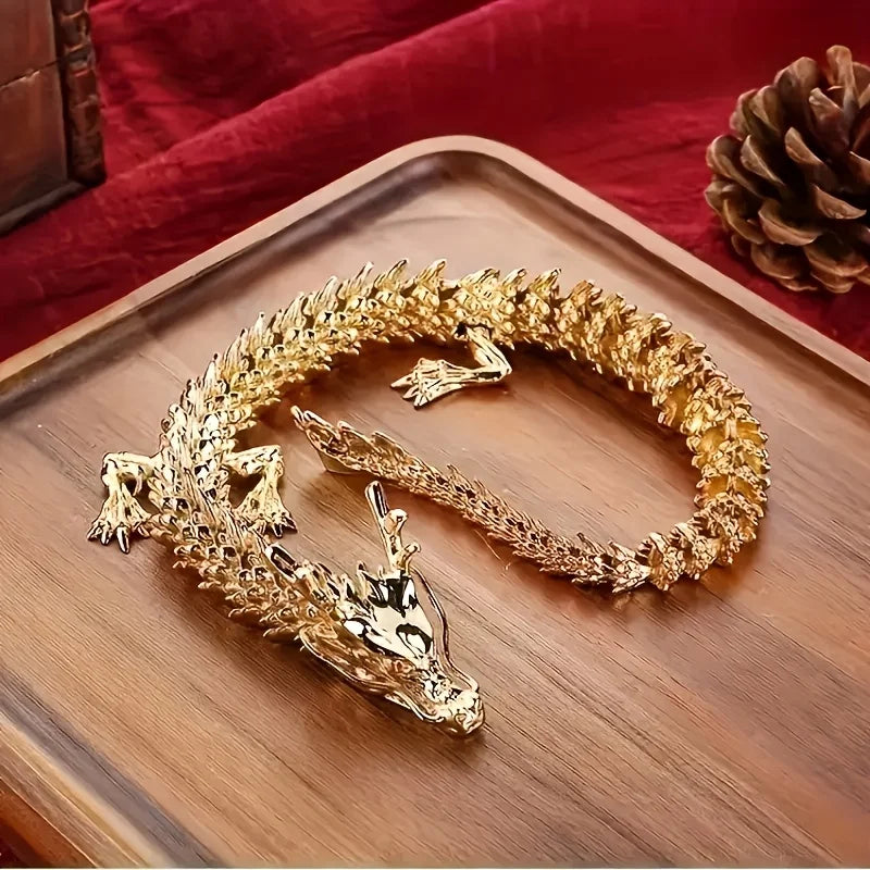 Modern Luxury Golden Dragon Alloy Sculpture Tabletop Ornament for Home Decor