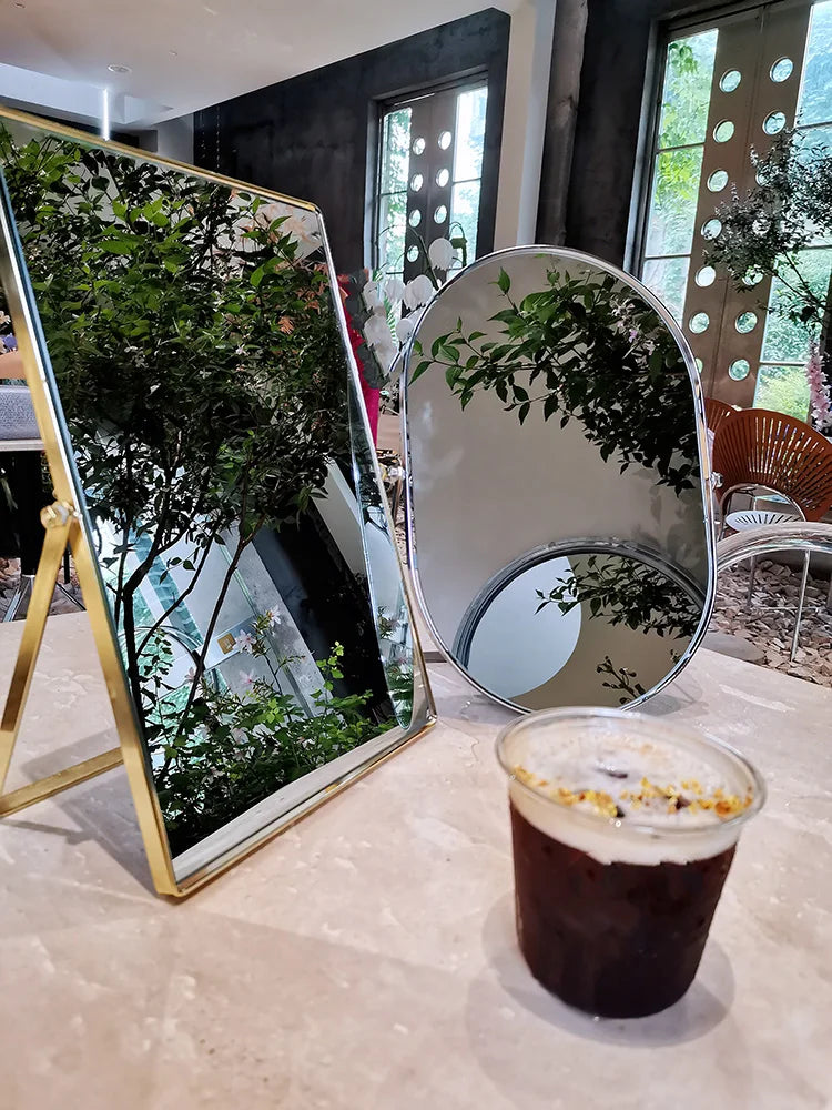 Luxury Rotating Metal Standing Mirror for Home Decor