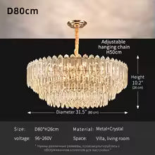 Modern LED Ceiling Hanging Lamp Living Room Designer Luxury Circular Dining Table Pendant Lighting Crystal High Chandelier