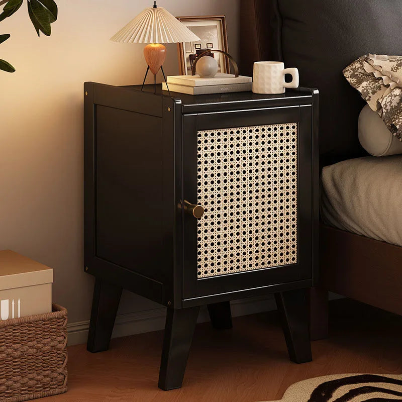 51cm Bamboo Rattan Nightstand Bedside Table with Storage Cabinet