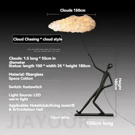 Modern Resin Cloud Art LED Floor Lamp for Villa Lobby Exhibition Hall