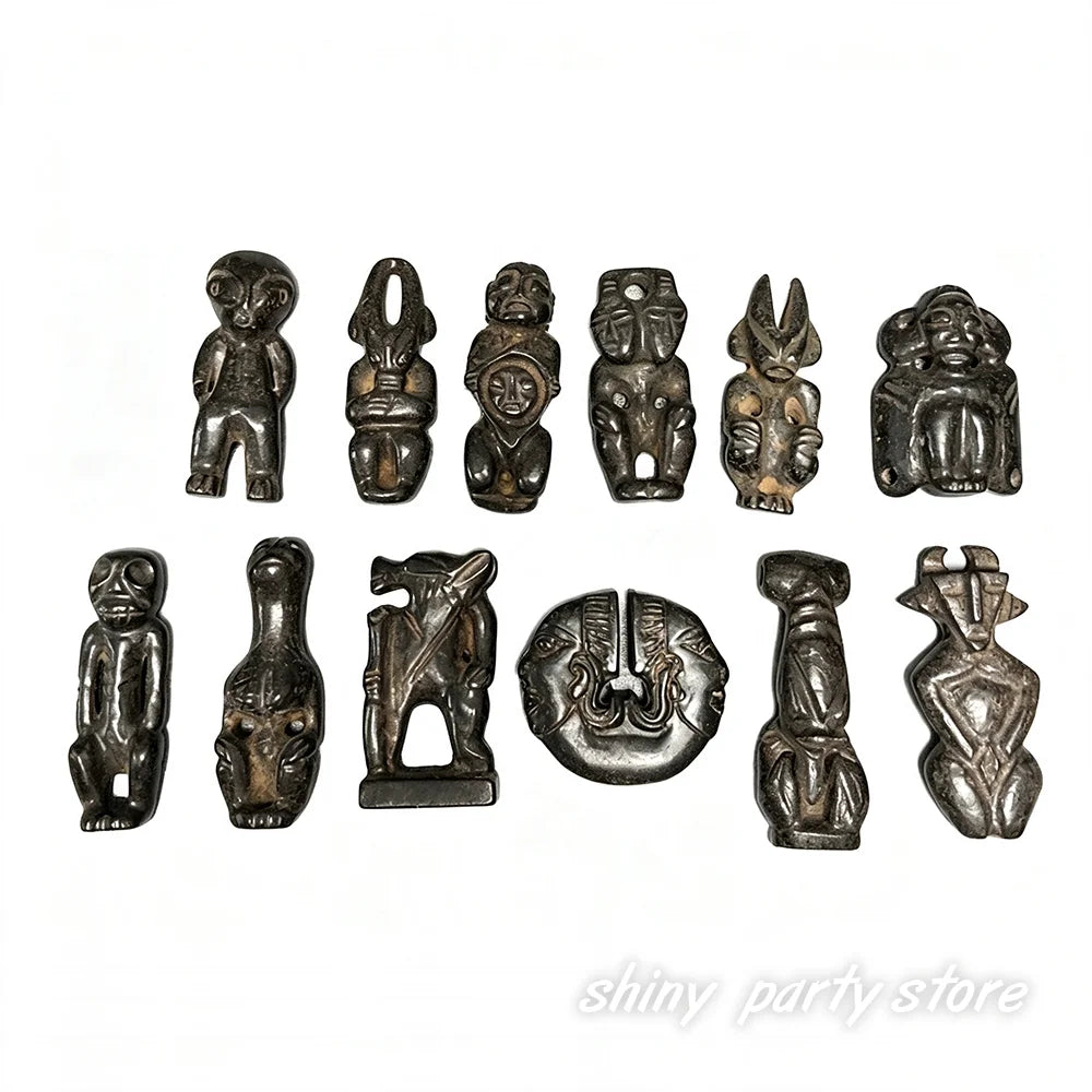 Vintage Retro Carved Black Jade Sculpture Tabletop Ornament for Home Decor