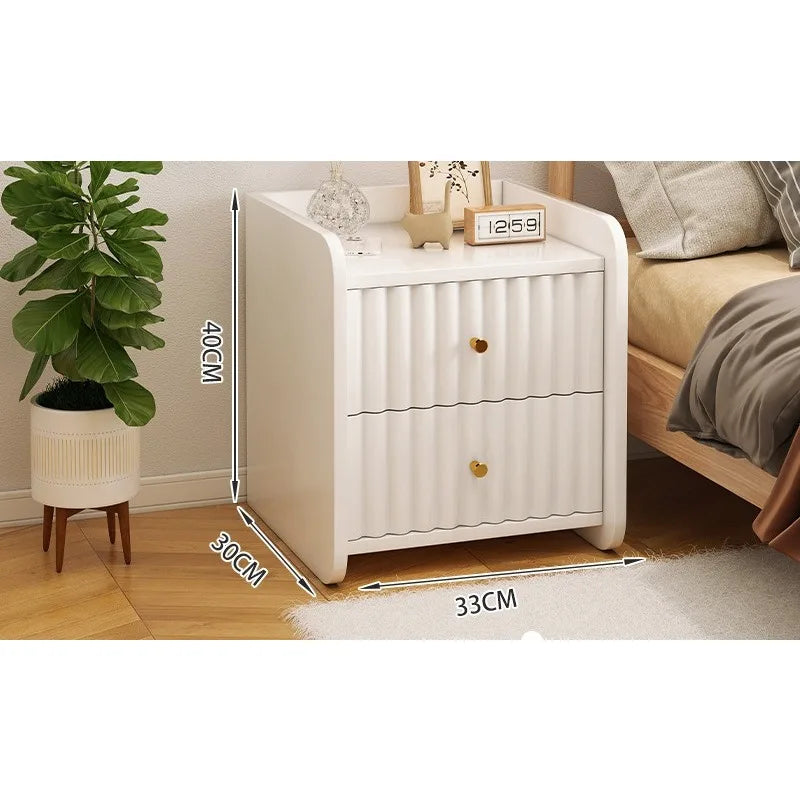 Modern Kids Bedside Table Cute Cream Style Bedroom Storage Locker Nightstand