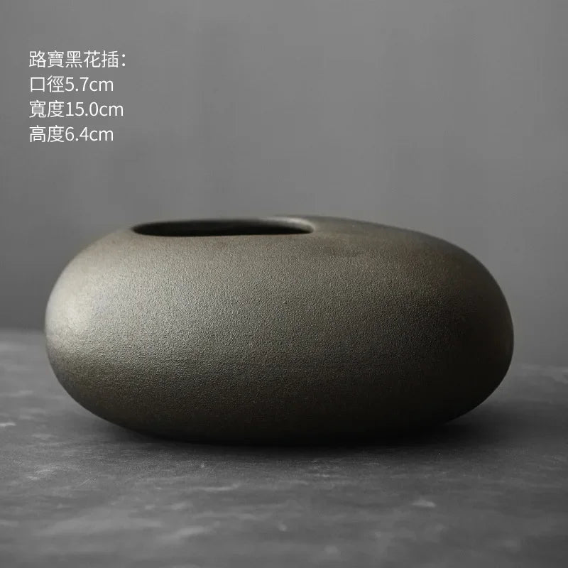 Japanese Style Terracotta Flower Vase Tabletop Ornament for Home Decor