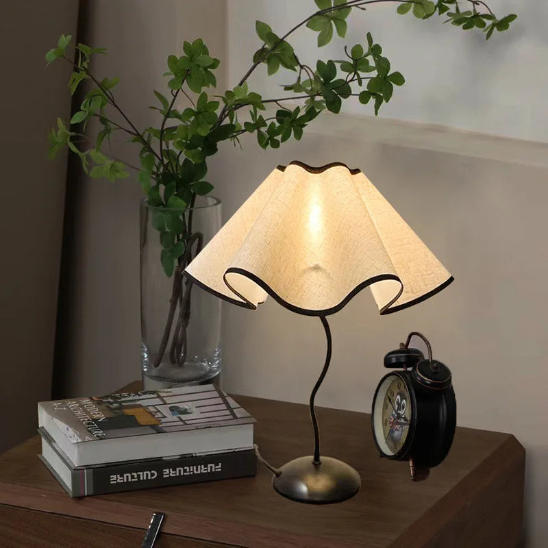 Nordic Petal LED Table Lamp Fabric 12W Tricolour Light Living Room Home Bedroom