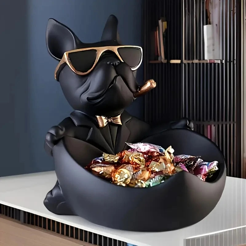 Creative Cool Dog Resin Statue Storage Box for Tabletop Decor