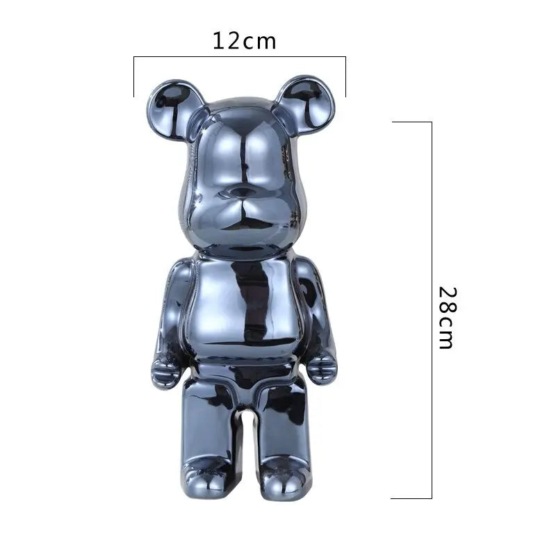 Modern Ceramic Plated Bear Figurine Sculpture for Home Decor