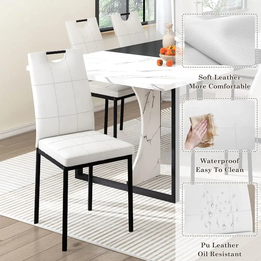 180.3cm Dining Table Set with 6 Upholstered Chairs Wooden Kitchen