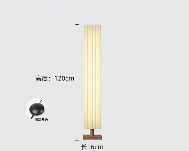 Modern Japanese Wabi Sabi Wood and Fabric LED Floor Lamp for Living Room Bedroom