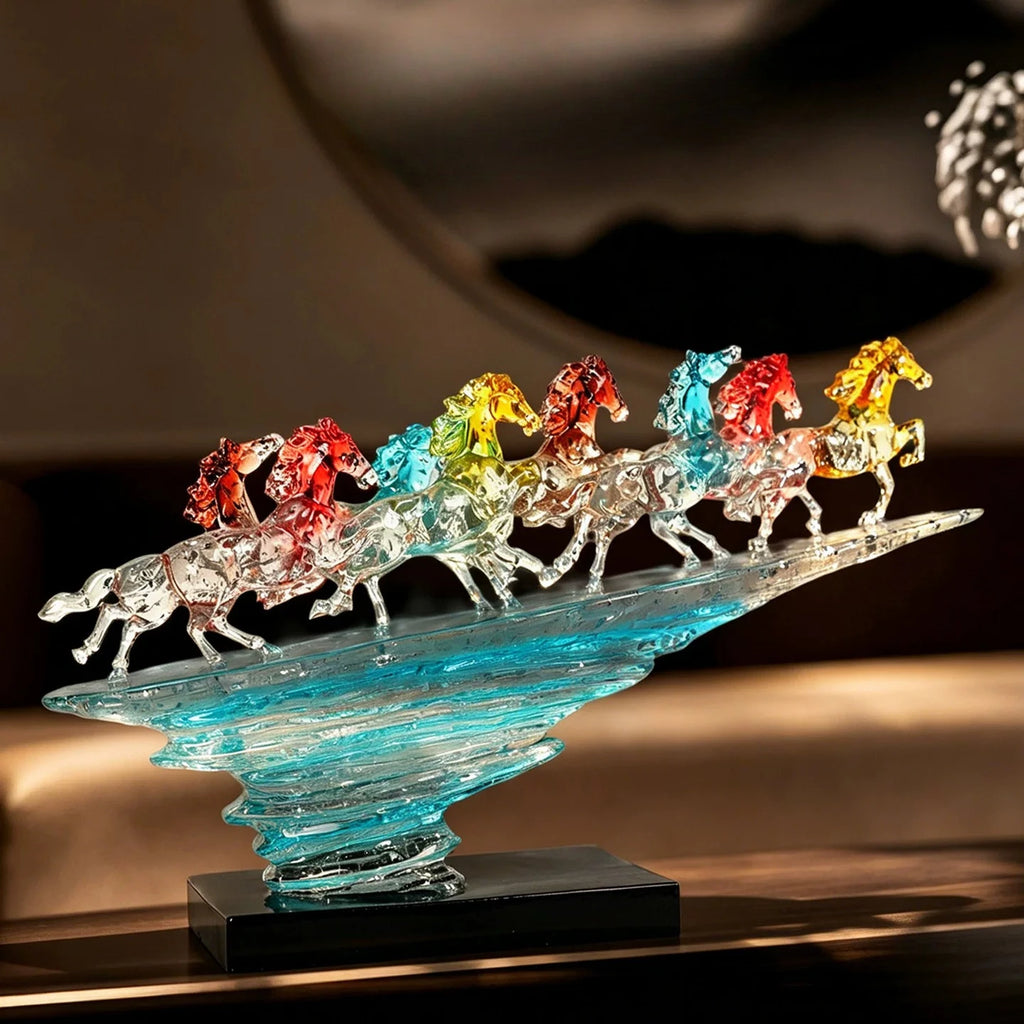 Modern Luxury Transparent Resin Horse Sculpture Tabletop Ornament for Home Decor